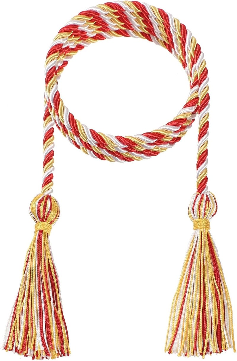 D DODOU 10 Pieces Graduation Cords Polyester Graduation Honor Braided Cords with Sewing Tassels for Bachelor, Master, Doctor 68" Long (Red Gold White) - Image 2